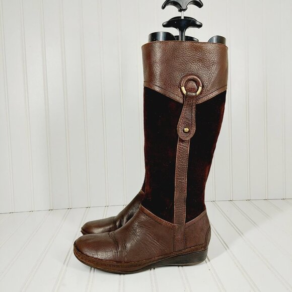 Naturalizer Causeway Brown Pebbled Leather & Suede Boots I157 - Picture 1 of 14